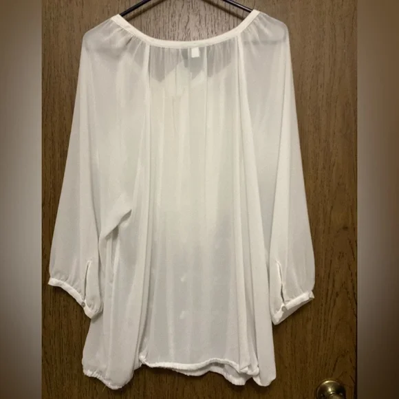 Lane Bryant 22-24 sheer white peasant blouse - Picture 2 of 7